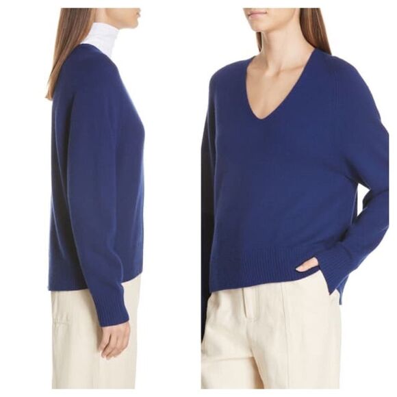 Vince Deep V-Neck Blue Cashmere Sweater - Picture 8 of 8